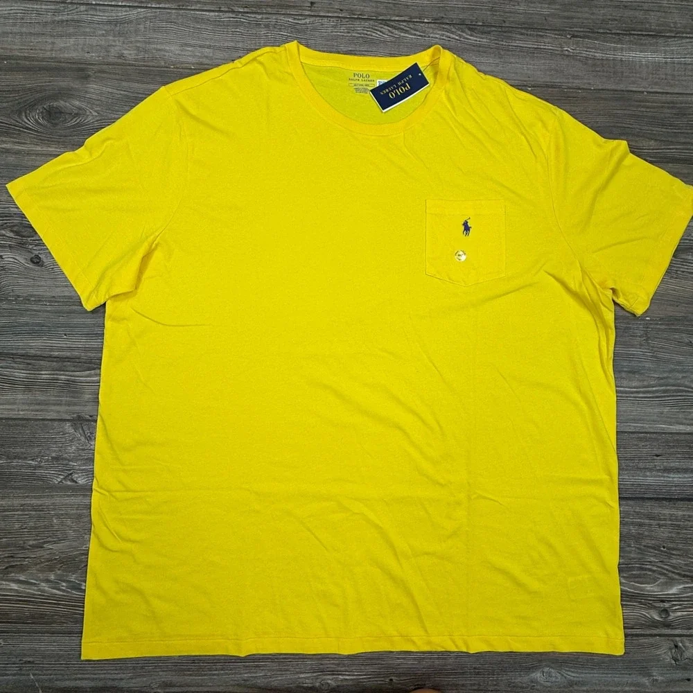 Polo Ralph Lauren Mens Size 4XLT T-Shirt Yellow Pocket Short Sleeve NWT